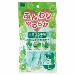 【新品】（まとめ） オカモト ふんわりやわらか天然ゴム手袋L グリーン OK-1L-G 1セット（10双） 【×3セット】