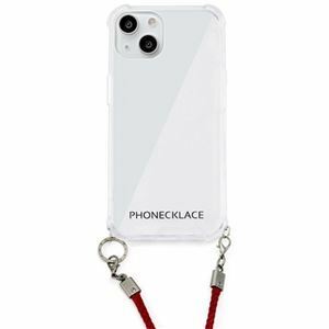 【新品】PHONECKLACE ロープショルダーストラップ付きクリアケース for iPhone 13 ダークレッド PN21593i13RD