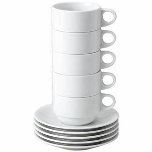 【新品】(まとめ) ピーアンドエス スタッキングコーヒー碗皿(5客入り) 【×10セット】