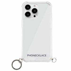 【新品】PHONECKLACE ストラップ用リング付きクリアケース for iPhone 13 Pro Max ガンブラックチャーム PN21617i