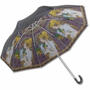 【新品】ユーパワー 名画 折りたたみ傘 晴雨兼用 ～ミュージアムアートコレクション～ ミュシャ 「羽根」の画像1
