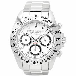 【新品】DANIEL MULLER(ダニエルミューラー) 腕時計 クロノグラフ ステンレス製 メンズウォッチ ホワイト DM-2003WH