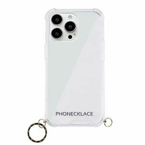 【新品】PHONECKLACE ストラップ用リング付きクリアケース for iPhone 13 Pro ゴールドチャーム PN21611i13PGD