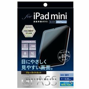 【新品】Digio2 iPad mini 2021用 液晶保護ガラスフィルム 光沢BLカット TBF-IPM21GKBC