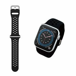 【新品】エレコム Apple Watch(アップルウォッチ)用 シリコンバンド 41mm 40mm 38mm 軽量 スポーツ 通気穴付 ブラック AW