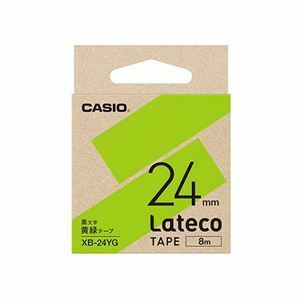 【新品】【5個セット】 カシオ計算機 Lateco専用詰替用テープ/黄緑に黒文字/24mm XB-24YGX5