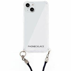 【新品】PHONECKLACE ロープショルダーストラップ付きクリアケース for iPhone 13 ネイビー PN21594i13NV