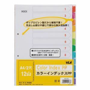 【新品】(まとめ) テージー カラーインデックスPP A4S 2穴12山 IN-1412 【×10セット】