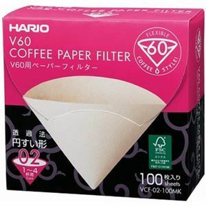 【新品】【2個セット】 HARIO V60用 ペーパーフィルター02 (箱) 1～4杯用 未晒し 100枚入 VCF-02-100MK