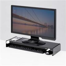【新品】サンワサプライ 電源タップ+USBポート付き机上ラック(W600×D200 ブラック) MR-LC202BKN_画像2
