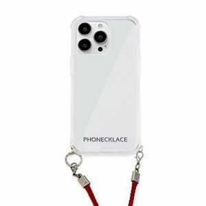 【新品】PHONECKLACE ロープショルダーストラップ付きクリアケース for iPhone 13 Pro ダークレッド PN21605i13PR