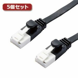 【新品】【5個セット】 エレコム LANケーブル/CAT6A/爪折れ防止/フラット/1m/ブラック LD-GFAT/BK10X5