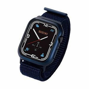 【新品】エレコム Apple Watch45mm用フルカバーケース ファブリックバンド一体型 ネイビー AW-21ABCFBNV