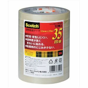 【新品】【10巻入×10セット】 3M Scotch スコッチ 透明粘着テープ500 12mmX35m 3M-500-3-1235-10PX10