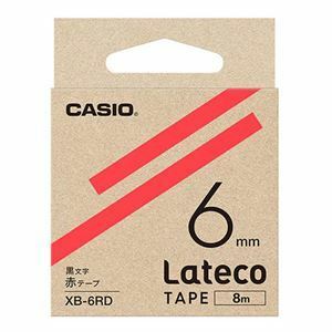 【新品】【5個セット】 カシオ計算機 Lateco 詰め替え用テープ 6mm 赤テープ 黒文字 XB-6RDX5