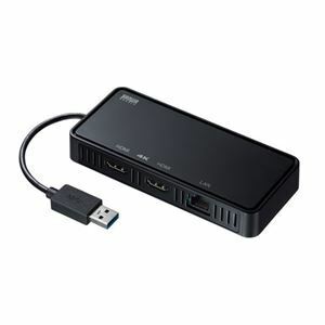 【新品】サンワサプライ USB3.1-HDMIディスプレイアダプタ(4K対応・ 2出力・LAN-ポート付き) USB-CVU3HD3