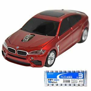 【新品】LANDMICE BMW X6シリーズ 無線カーマウス 2.4Ghz 1750dpi レッド + アルカリ乾電池 単3形10本パックセット B