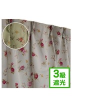 【新品】バラ柄 遮光カーテン / 1枚のみ 150×135cm ローズ / 洗える 形状記憶 薔薇柄 3級遮光 『ファンシー』 九装_画像2