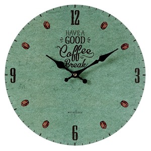 【新品】モチーフクロック/壁掛け時計 【Lサイズ/COFFEE BREAK-green-　コーヒー ブレイク グリーン】 直径33cm