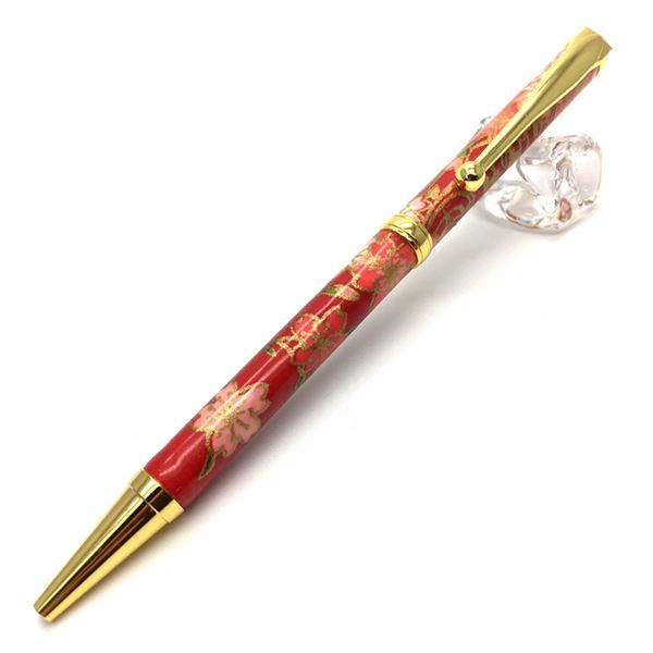 [New] Handmade ballpoint pen/stationery made in Japan [Weeping cherry blossom red] Mino washi paper Yuzen paper 0.7mm Stationery Office supplies Stationery, stationery, Writing implements, others