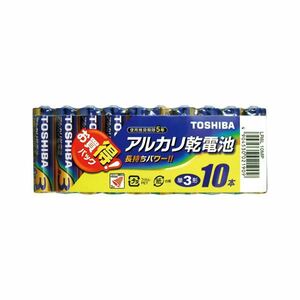 【新品】（まとめ） 東芝 TOSHIBA アルカリ乾電池 LR6L10MP 10本入 【×10セット】