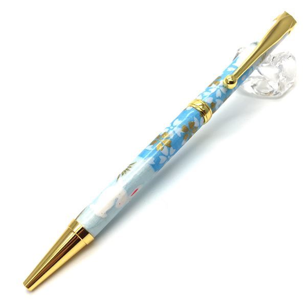 [新品] 日本手工圆珠笔/文具【兔子格纹, ]淡蓝]美浓和纸, 友禅纸, 0.7毫米, 静止的, 办公用品, 静止的, 静止的, 书写工具, 其他的
