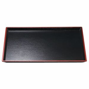 【新品】尺2 耐熱清流長手木目盆/トレー 【黒天朱SL】 360mm×260mm×15mm 日本製 食洗機対応 〔和食 レストラン 店舗 お店〕