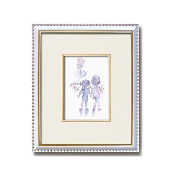 [Neu] Chihiro Gerahmter Wandbehangrahmen Weißer Rahmen ■ Iwasaki Chihiro Gemälderahmen Stadt und Kinder nach dem Regen, Gehäuse, Innere, Möbel, Innere, Andere