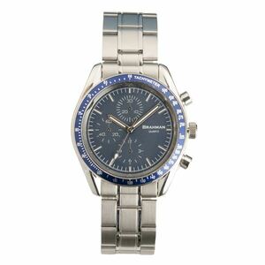 【新品】[ブラフマン] 腕時計 日本製ムーブメント フェイククロノグラフ 3針 BR002-03 【文字盤：ブルー】