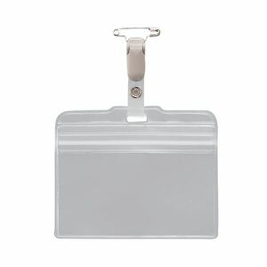 【新品】(まとめ）ライオン事務器 チャック式名札 ヨコ型ソフトタイプ 取付用クリップ付 N77K-50P 1パック（50個）【×3セット】