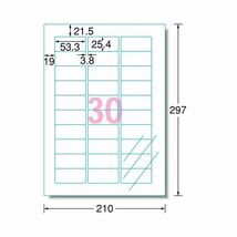 【新品】(まとめ) エーワン レーザープリンターラベル 光沢フィルム・透明 A4 30面 53.3×25.4mm 31583 1冊(10シート) 【_画像2