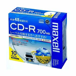 【新品】(まとめ) マクセル データ用CD-R 700MB ホワイトワイドプリンターブル 5mmスリムケース CDR700S.WP.S1P10S 1パ