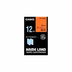 【新品】(まとめ) カシオ CASIO ネームランド NAME LAND スタンダードテープ 12mm×5.5m 蛍光オレンジ／黒文字 XR-12FO