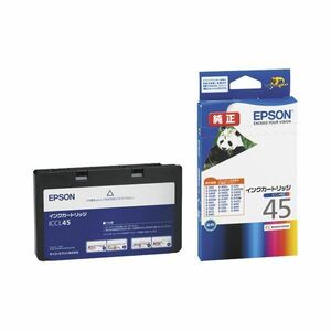 【新品】(まとめ) エプソン EPSON インクカートリッジ カラー（4色一体型） ICCL45 1個 【×10セット】