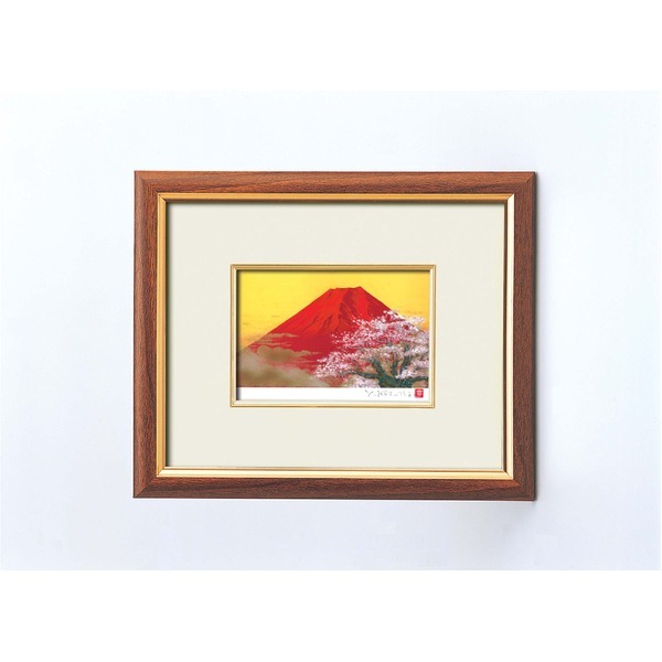 [Nuevo] Conjunto de pintura y marco con soporte de Kotaro Yoshioka Red Fuji Sakura para colgar en la pared/tipo de pie, hecho en Japón, Alojamiento, interior, muebles, interior, otros