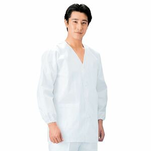 【新品】workfriend 調理用白衣男子衿無長袖 SKA321 Mサイズ