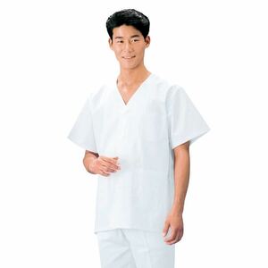 【新品】workfriend 調理用白衣男子衿無半袖 SKA322 Sサイズ