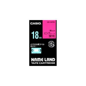 【新品】(まとめ) カシオ CASIO ネームランド NAME LAND スタンダードテープ 18mm×5.5m 蛍光ピンク／黒文字 XR-18FPK