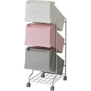 【新品】シンプル ゴミ箱/ダストボックス 【3段】 GCON157 袋止付き スタンド式 リス コンテナスタイル5