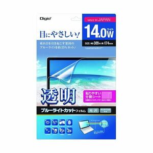 【新品】（まとめ）ナカバヤシ透明ブルーライトカットフィルム ノートPC 14.0ワイド用 SF-FLKBC140W 1枚【×2セット】