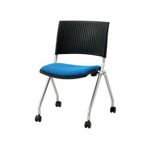 【新品】ジョインテックス 会議椅子(スタッキングチェア/ミーティングチェア) 肘なし キャスター付き FJC-K5 ブルー 【完成品】