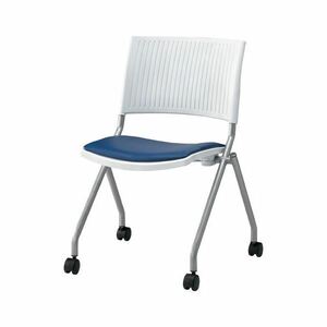 【新品】ジョインテックス 会議椅子(スタッキングチェア/ミーティングチェア) 肘なし 座面：合成皮革(合皮) キャスター付き FJC-K6L NV 【