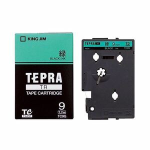 【新品】（まとめ） キングジム テプラ TR テープカートリッジ パステル 9mm 緑／黒文字 TC9G 1個 【×4セット】