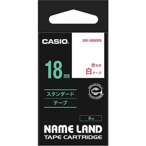 【新品】（まとめ） カシオ CASIO ネームランド NAME LAND スタンダードテープ 18mm×8m 白／赤文字 XR-18WER 1個 【×