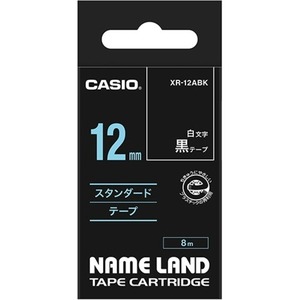 【新品】（まとめ） カシオ CASIO ネームランド NAME LAND スタンダードテープ 12mm×8m 黒／白文字 XR-12ABK 1個 【×