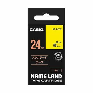 【新品】（まとめ） カシオ CASIO ネームランド NAME LAND スタンダードテープ 24mm×8m 黄／黒文字 XR-24YW 1個 【×4