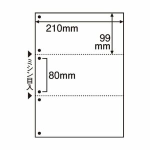 【新品】（まとめ） TANOSEE ミシン目入り用紙 （白紙・A4） 3分割・6穴 1セット（500枚：100枚×5冊） 【×2セット】