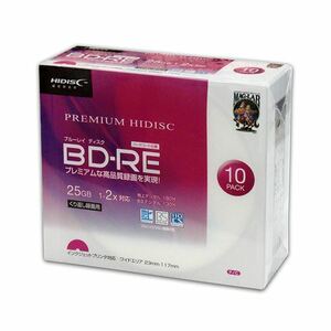 【新品】（まとめ）PREMIUM HIDISC BD-RE 2倍速 映像用デジタル放送対応 インクジェットプリンタ対応10枚 スリムケース 【×10個