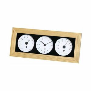 【新品】(まとめ)EMPEX 置き掛け兼用 時計 リビウッディ温・湿クロック LV-4300 ナチュラル【×2セット】