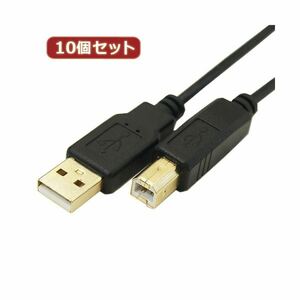 【新品】変換名人 10個セット 極細USBケーブルAオス-Bオス 1m USB2A-B／CA100X10